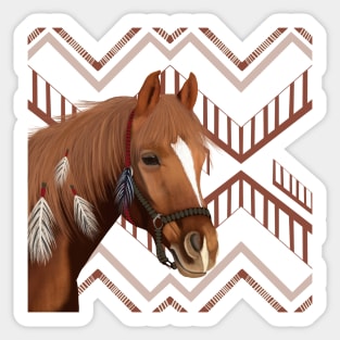 Native American Brown Horse Sticker